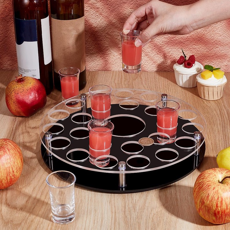 peacoblue 25 Shot Glass Tray Holder with Heavy Base, Clear