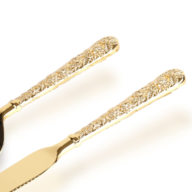 Dicunoy 2 PCS Gold Cake Knife and Server Set, Wedding