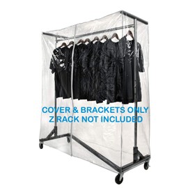 Only Hangers Heavy Gauge Clear Z Rack Cover with Zipper Plus a Pair of Round Tubing Cover Support Brackets - Combo Kit fits All 5' Wide Z Racks (Note: Z Racks Sold Separately)