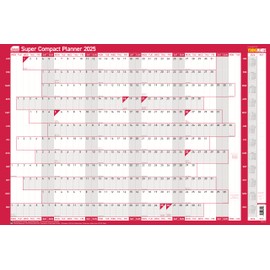 Sasco 2025 Super Compact Yearly Wall Planner, Paper Mini Whiteboard Poster Style Dry Erase Calendar, Small Wall Planner with Dry Erase Pen & Stickers, Wall Chart, Blue, 400x285mm, 2410241