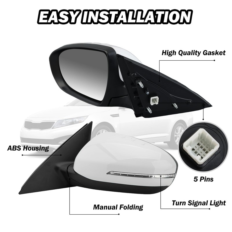 MOFOAP Driver Side Mirror Compatible with 2011 2012 2013 Kia