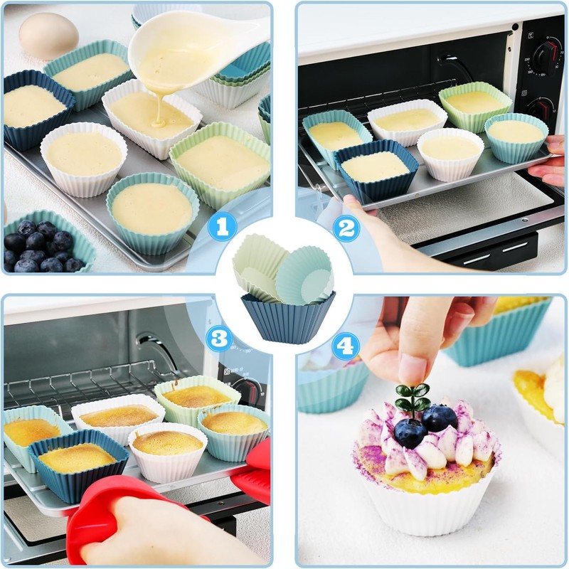 24PCS Copas Reutilizables para Hornear,Forros de Silicona de Grado Alimenticio