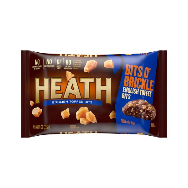 HEATH BITS 'O BRICKLE chocolate covered toffee bits, Bulk Baking Supplies, 8 oz. bag (Pack of 12)