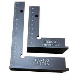 HARY Engineer's Square Set - 2 Pieces Precision Try Square 90° (150 x 100 mm and 100 x 70 mm) Made of Metal with Measuring Scale | For Metal Construction, Woodworks & Workshop | Protractor with