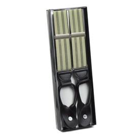 Hold’Em 1 ¼ Fancy Stripes and Solid Suspenders for Men – Y-Back Adjustable Leather Trimmed Button End-STR Shadow Tan