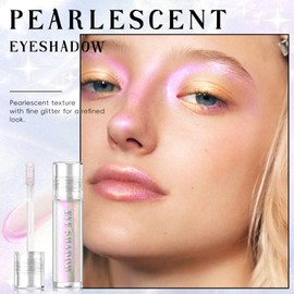 HOSAILY Liquid Glitter Eyeshadow, Shimmer Chameleon Holographic Metallic Multichrome Highlighter, Long Lasting Waterproof White Purple Eye look, Sparkling Quick Dry Face Eye pigmented Makeup 04