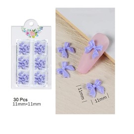 Mixed 30 Pcs Pink, White Ribbon Resin Bow Nail Charm, 3D Nail Charms, Rhinestone Nail Art, Nail Decoration Korean Style (Purple)