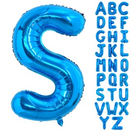 TONIFUL 40 Inch Large Blue Letter S Balloons Giant Alphabet Letter Balloons,Foil Mylar Big Balloons for Birthday Party Anniversary Supplies Decorations