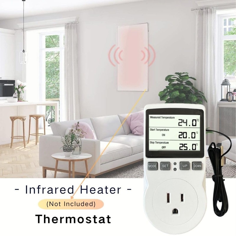 Plug in Thermostat Temperature Controller Electric Digital Thermostat Heating Cooling