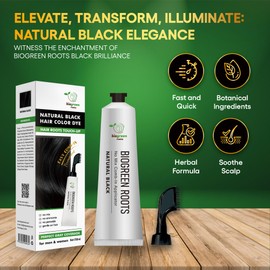 Ammonia-Free & Paraben Free Herbal Hair Dye - Hair Dye for Women & Men - Natural Color and Herbal Nourishment - No Stain on Skin - Natural Black (150 ml)