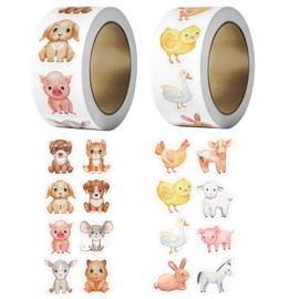 1000Pcs 1" Zoo Animal Stickers Roll - Adorable Farm Animal Stickers for Kids Parties, School Supplies for Kids Teacher Reward Labels, Envelope Seals & Tags
