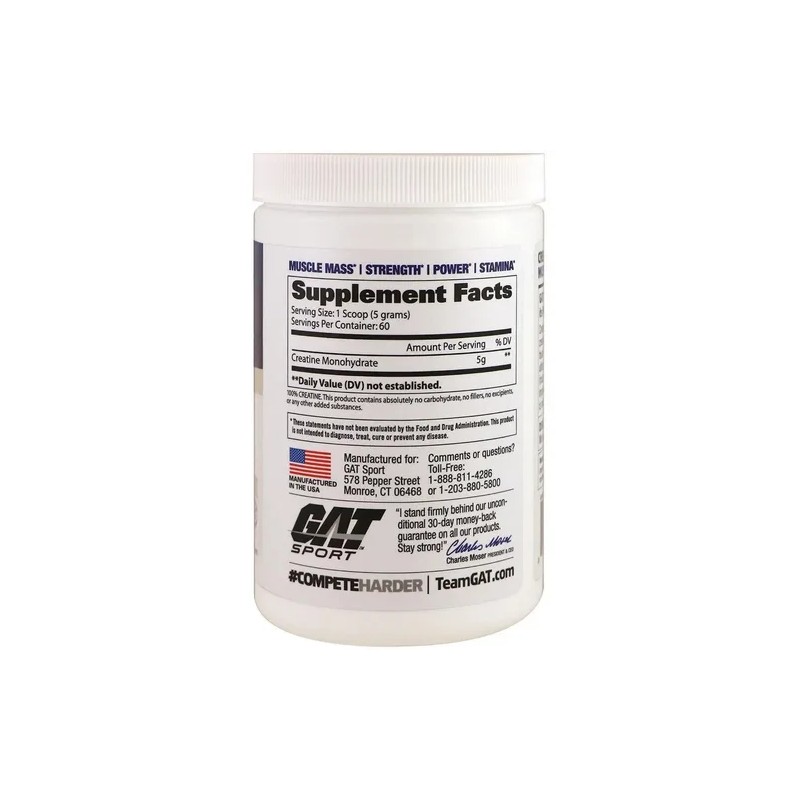 Creatina Gat Sport Monohidratada 300g 60 Porciones Creatina Sabor Sin