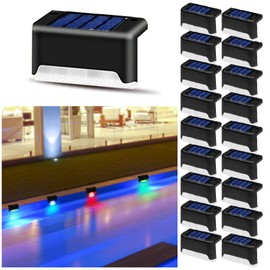 K.E.J. 16pcs Solar Lights Outdoor Waterproof Color Changing - Solar-Powered Yard Pathway Lighting LED Step Lights for Stairs, Fence, Driveway, Backyard, Garden & Patio Decor