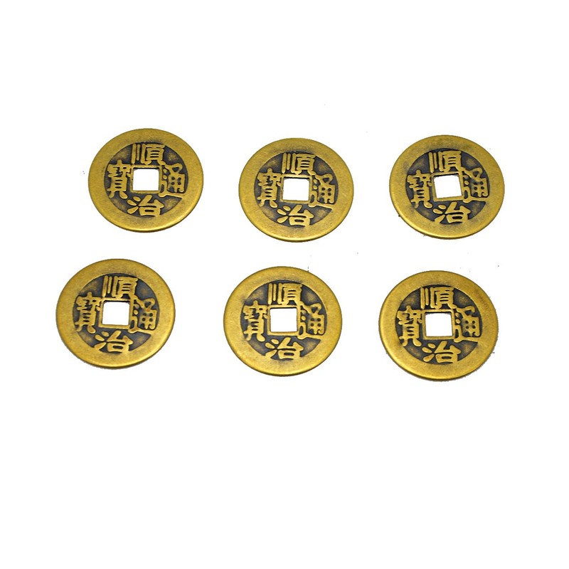 6/Set Brass Chinese Feng Shui I Ching Divination Coins for