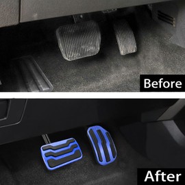 Keptrim for F150 Stainless Accelerator Gas Brake Pedal Pad Kit for 2015-2019 Ford F150, Blue 2pcs