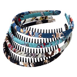 Headband with Teeth, Non-Slip Plastic Headbands with Satin Headwear, Hair Band Accessories for Girls and Women, Pack of 4