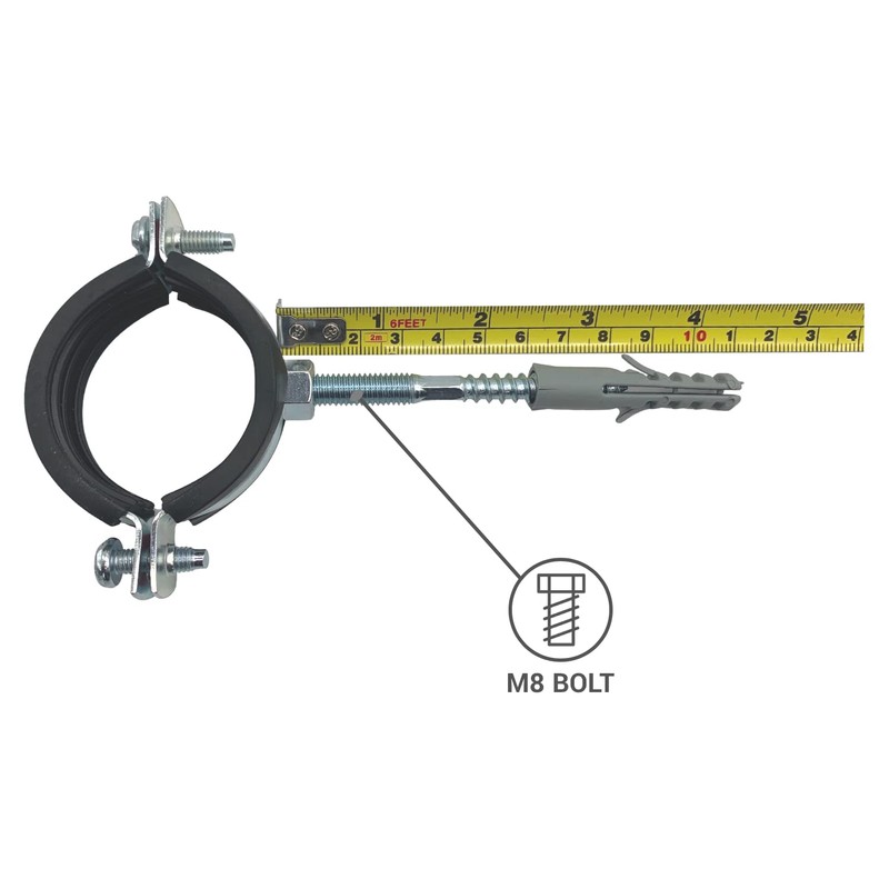 Pack of 2 Anti-Vibration Single Metal Pipe Brackets Clamps Rubber