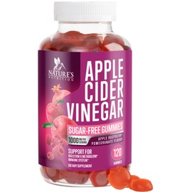 Nature's Nutrition Apple Cider Vinegar Gummies 1000mg for Detox & Cleanse, ACV Gummy Vitamin B12 for Digestion Metabolism & Immune Health Support, Natural Apple Raspberry Flavor, Sugar Free & Vegan - 120 Gummies