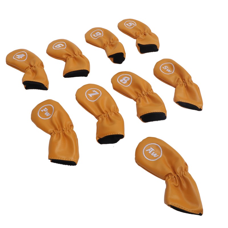 9pcs Golf Club Cover PU Leather Stylish Portable Golf Head