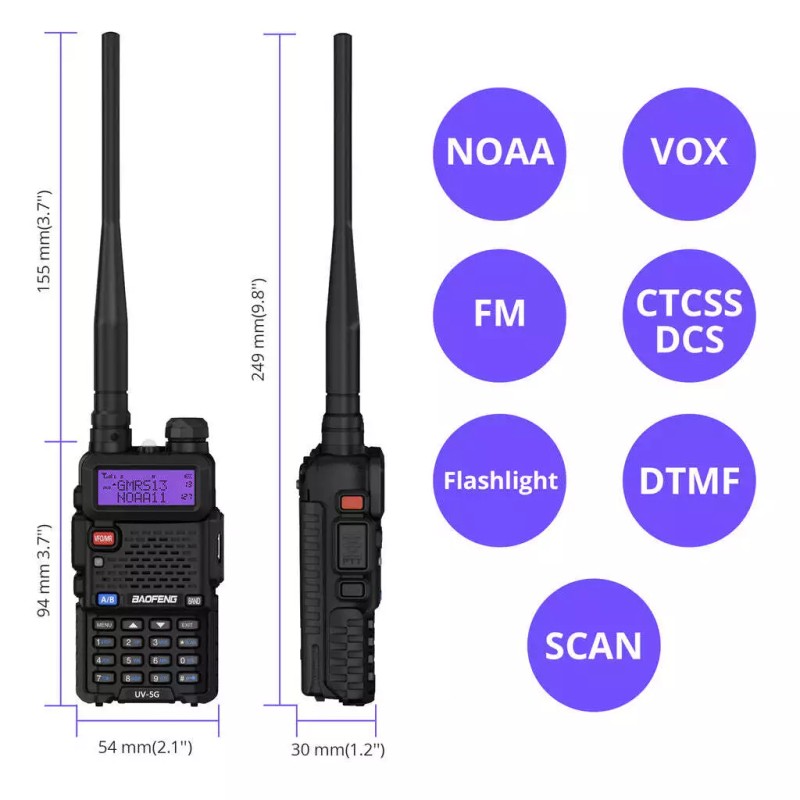 Baofeng UV-5X / UV-5G [1 Pair] GMRS Radio | 5W