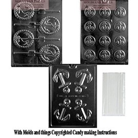 MOLDS AND THINGS Anchor Mints chocoloate Candy Mold & Anchors Chocolate Candy Mold with copywrited molding Instructions + 50 Sticks