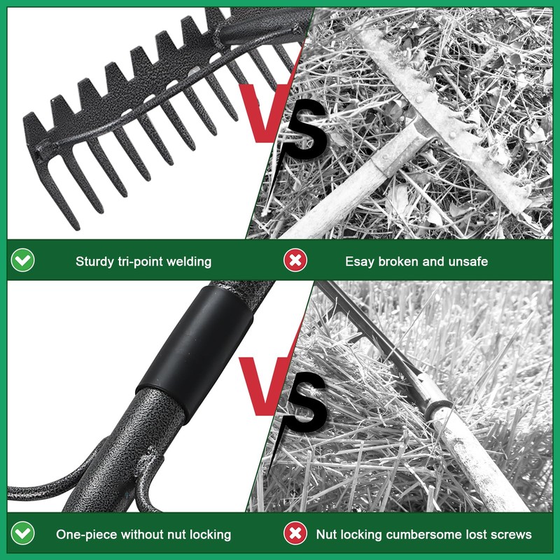 77'' Bow Rake ，17 Tines Metal Head Rakes with Stainless