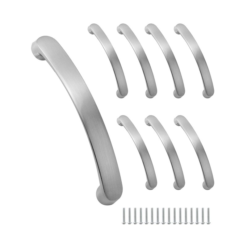 QWORK® Pack of 8 Kitchen Door Handles, Brushed Handles, Cabinet