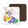 Coaster Cat Kitten Feline Pet Animals Coasters Watercolour Art Gift