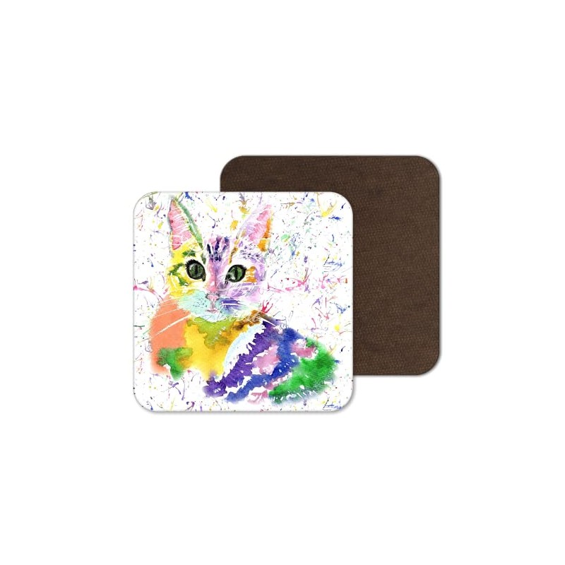 Coaster Cat Kitten Feline Pet Animals Coasters Watercolour Art Gift