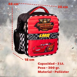 Ruz Lonchera Infantil y Preescolar Cars 100% Poliéster Capacidad 3 Litros Bolso Térmico Escolar para Niños con Asa y Cierre de Cremallera Recomendado desde 3 años