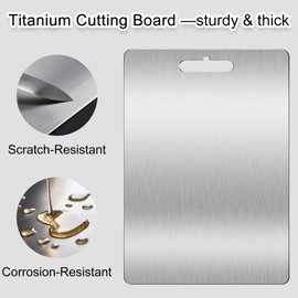 HayBaroda Titanium Cutting Board for Kitchen - Double Sided Pure Titanium Cutting Board (11.5"L x 8"W)