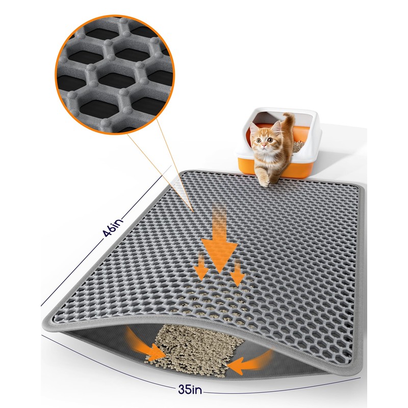 Powools Cat Litter Mat - 46" x 35" Jumbo Litter