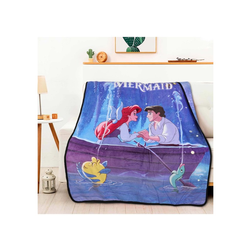 Northwest The Little Mermaid Moonlight Micro Raschel Comfy Throw Blanket
