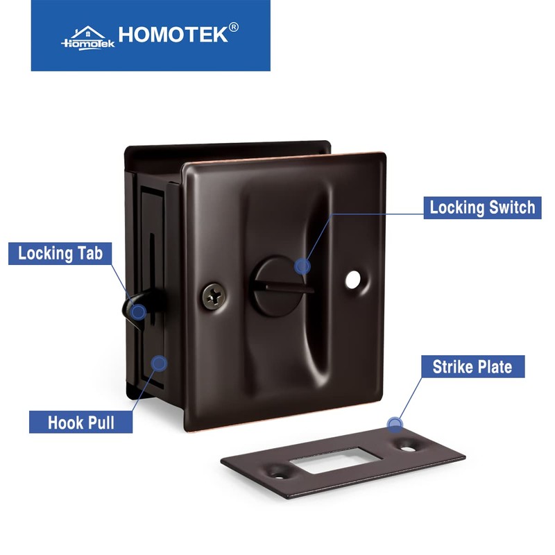 HOMOTEK 4 Pack Privacy Pocket Door Lock Hardware with Pull