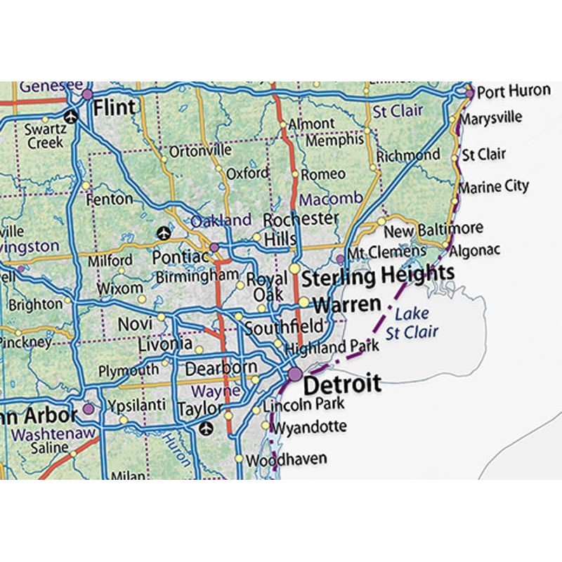 Tiger Moon Michigan State Map - 17.7 x 16.5 Inches,