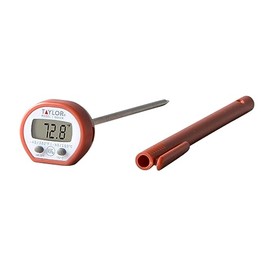 Taylor Precision Products Termómetro digital de lectura instantánea para carne, parrilla, cocina, barbacoa, cocina, viene con clip de manga de bolsillo, rojo