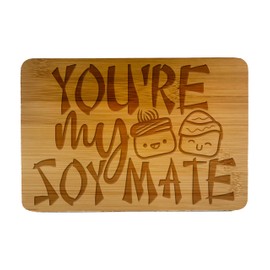 Sushi Kawaii Cute Designs Wooden Cutting Board, Kitchen Serving Board (You're My "Soy" Mate)
