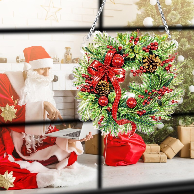 INCOK Christmas Wreath Diamond Art Hanging Kits - DIY Merry