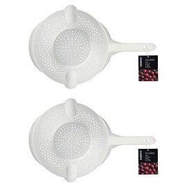 Chef Aid Kitchen Plastic Colander Dual Pouring Lips Kitchen Gadget 23cm White (Pack of 2)