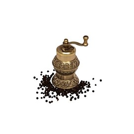 Handmade Sozen Pepper Grinder Manual Brass Mill Istanbul Crafted 4.7", Portable Conical Burr Pepper Mill, Portable Hand Crank Turkish Pepper Grinder