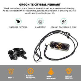 Orgone Pendant 7 Chakra Necklace Attract Spiritual Energy - Black Tourmaline Necklace for Protection - Essential Oil Diffuser Lava Bead Bracelet for Chakra Align - Spiritual Crystal Healing Necklace