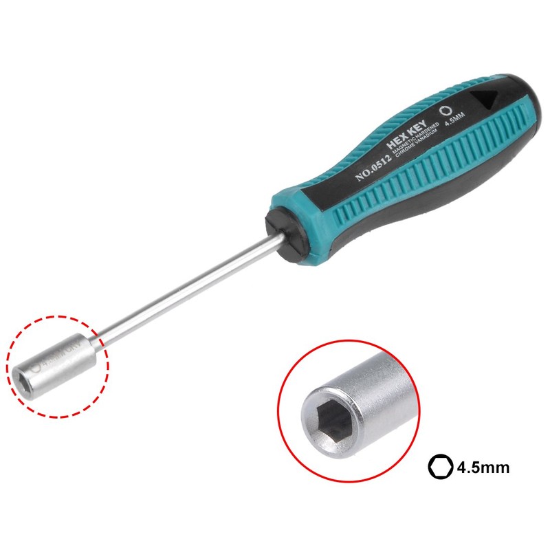 sourcing map 4.5mm Non-Magnetic Tip Six Point Hex Nut Driver