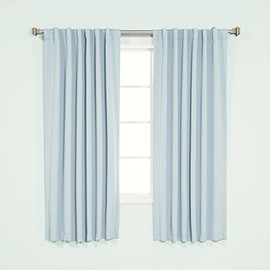 Best Home Fashion Basic Thermal Insulated Blackout Curtains - Back Tab/ Rod Pocket - Sky Blue - 52" W x 63" L – No tie Backs (Set of 2 Panels)
