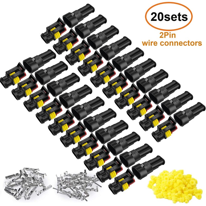 Twippo 20 Kits 2 Pin Connector Automotive Electrical Connectors Quick
