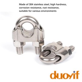 duoyif Wire Rope Clamp 4 mm Pack of 20 Rope Clamp, Wire Rope Clamp Made of 304 Stainless Steel, Bow Clamps, Rope Clamp for Wire Ropes, Steel Ropes, Steel Cable Diameter 4 mm (Silver, M4)