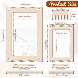 Juexica 7 Pcs Weaving Loom Kit Small Weaving Loom for Adults Beginners Wooden DIY Arts and Crafts with Wooden Stick,Comb,Crochet Needle for Mother's Day Father's Day Birthday Gifts(Beige)