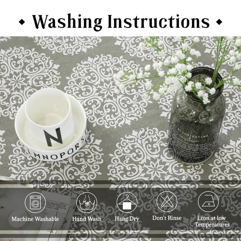 Aeici Grey Tablecloths Rectangular Large Table Cloth 220x140 Large Table