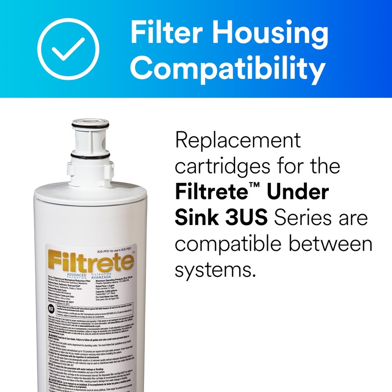 Filtrete Advanced Under Sink Quick Change Water Filtration Filter 3US-PF01,