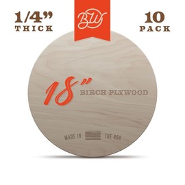Birch Plywood 10 Pack 18 Inch Round Wooden Decor for Hanging Wall, Door, and Gift Ornaments Made in the USA