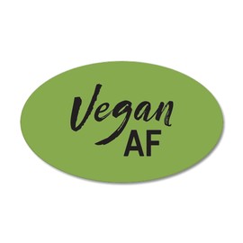 CafePress Vegan AF 20"x12" Oval Wall Decal, Vinyl Wall Peel, Reusable Cling